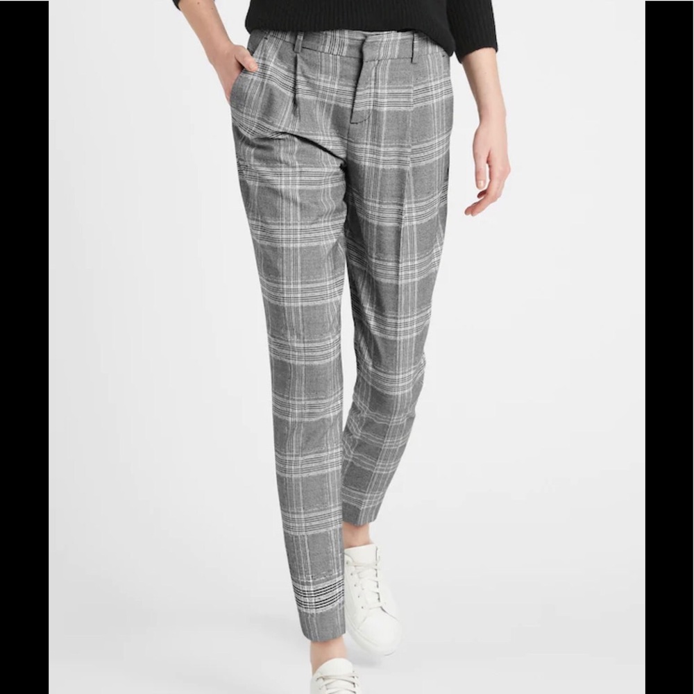 Banana Republic High Rise Tapered Plaid Pants
